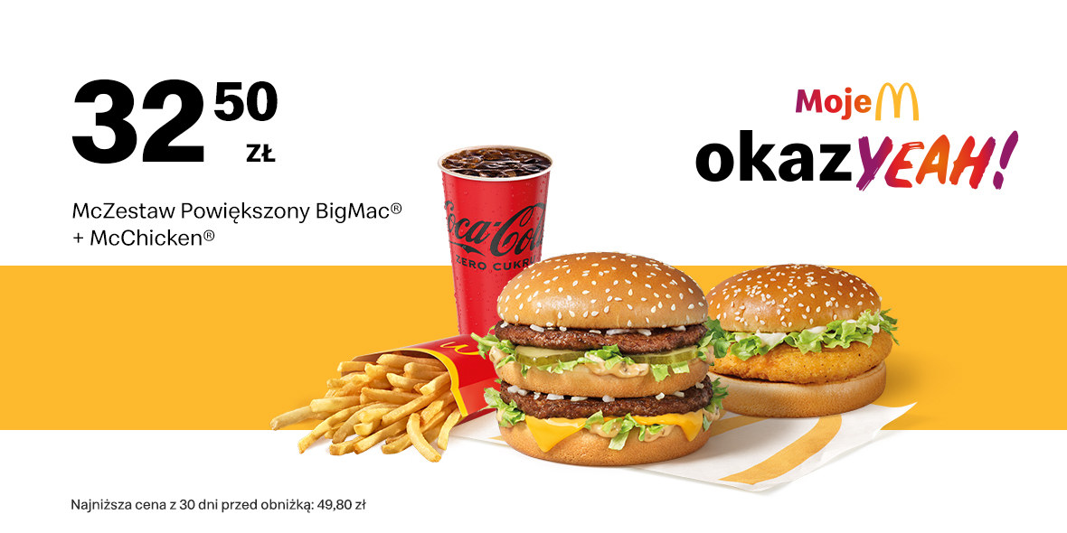 McDonald's: 32,50 zł McZestaw Powiększony + Burger 25.09.2023