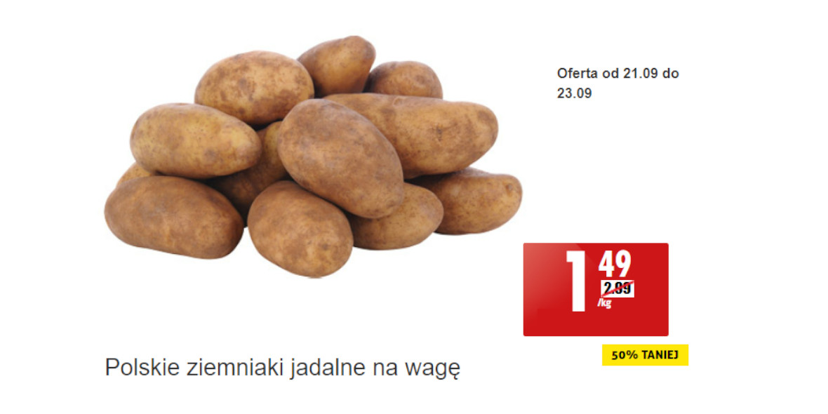 Biedronka: -50% na polskie ziemniaki jadalne na wagę 22.09.2023