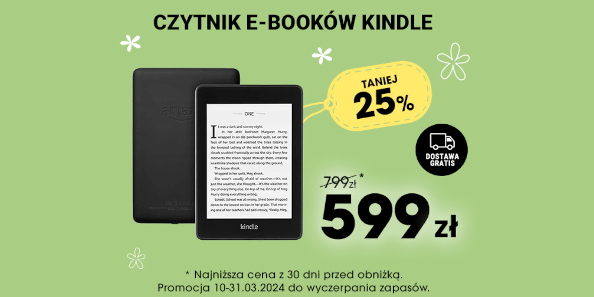 Biedronka Home: -25% na czytnik e-booków KINDLE Paperwhite 4 11.03.2024