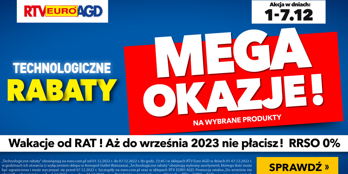 RTV EURO AGD: Do -1700 zł na setki produktów 01.12.2022