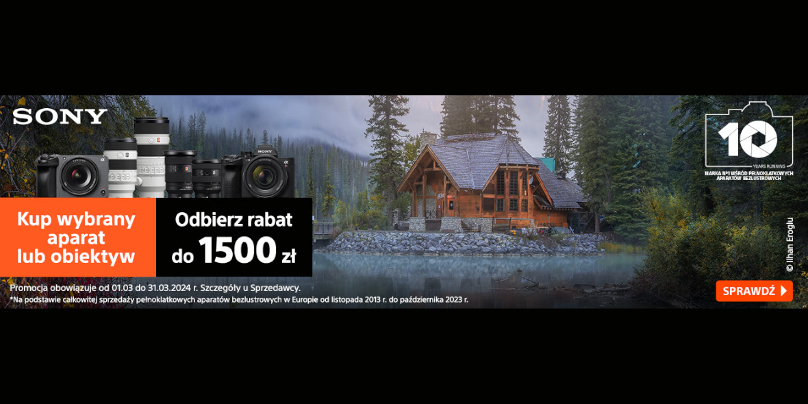 Cyfrowe.pl: Do -1500 zł na aparaty i obiektywy Sony 01.03.2024
