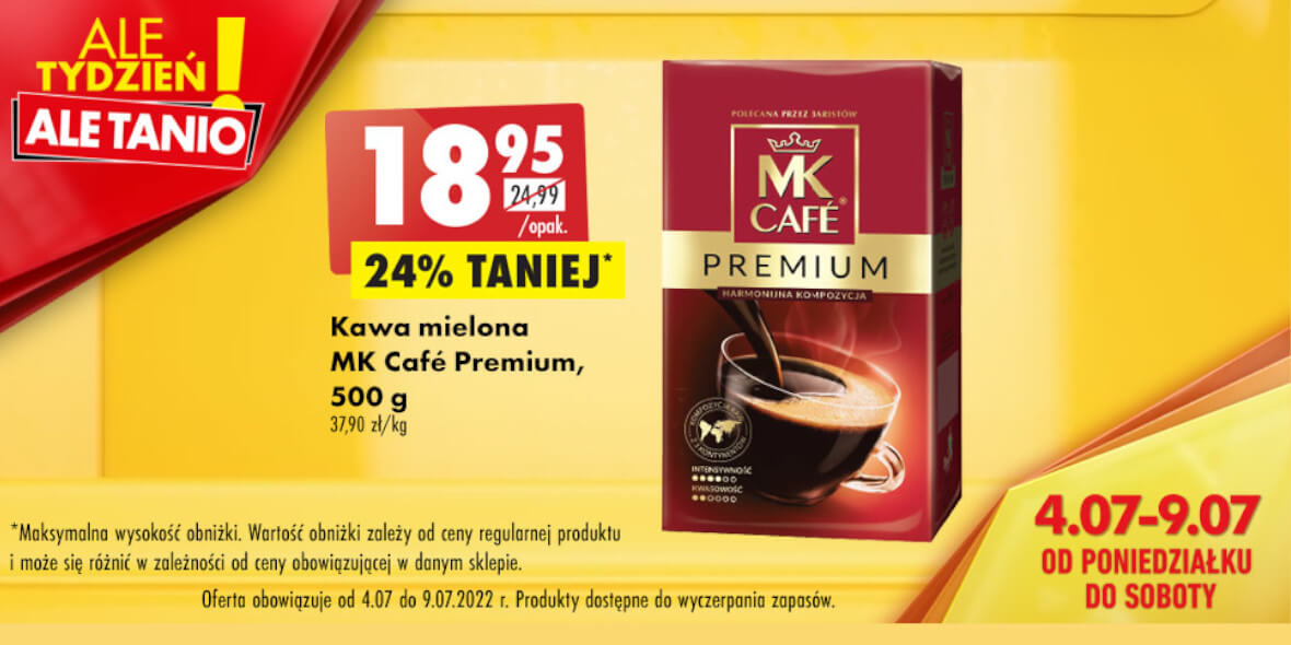 Biedronka: -24% na kawę mieloną MK Cafe 04.07.2022