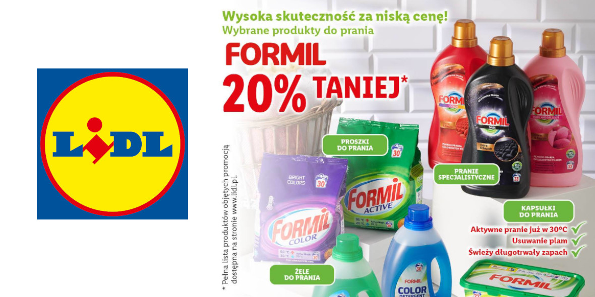 Lidl: -20% na wybrane produkty do prania FORMIL 27.03.2023