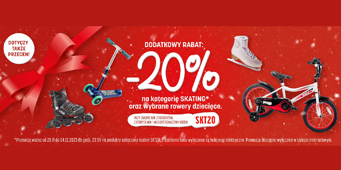 Martes Sport: KOD rabatowy -20% na kategorię SKATING oraz rowery dziecięce 30.11.2023