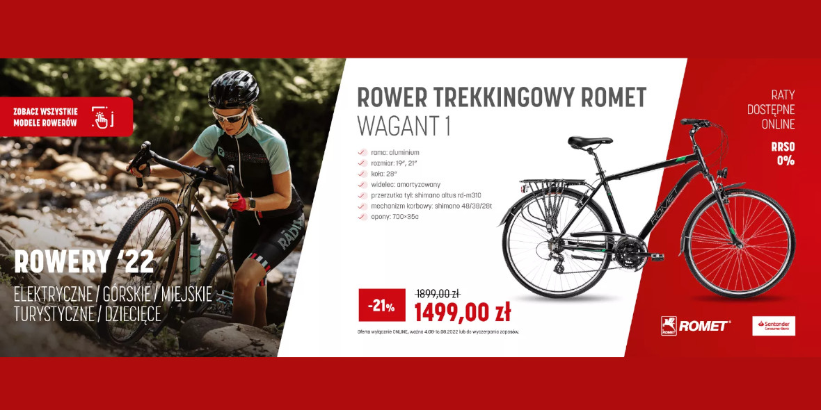 Martes Sport: -21% na rower trekkingowy Romet 08.08.2022