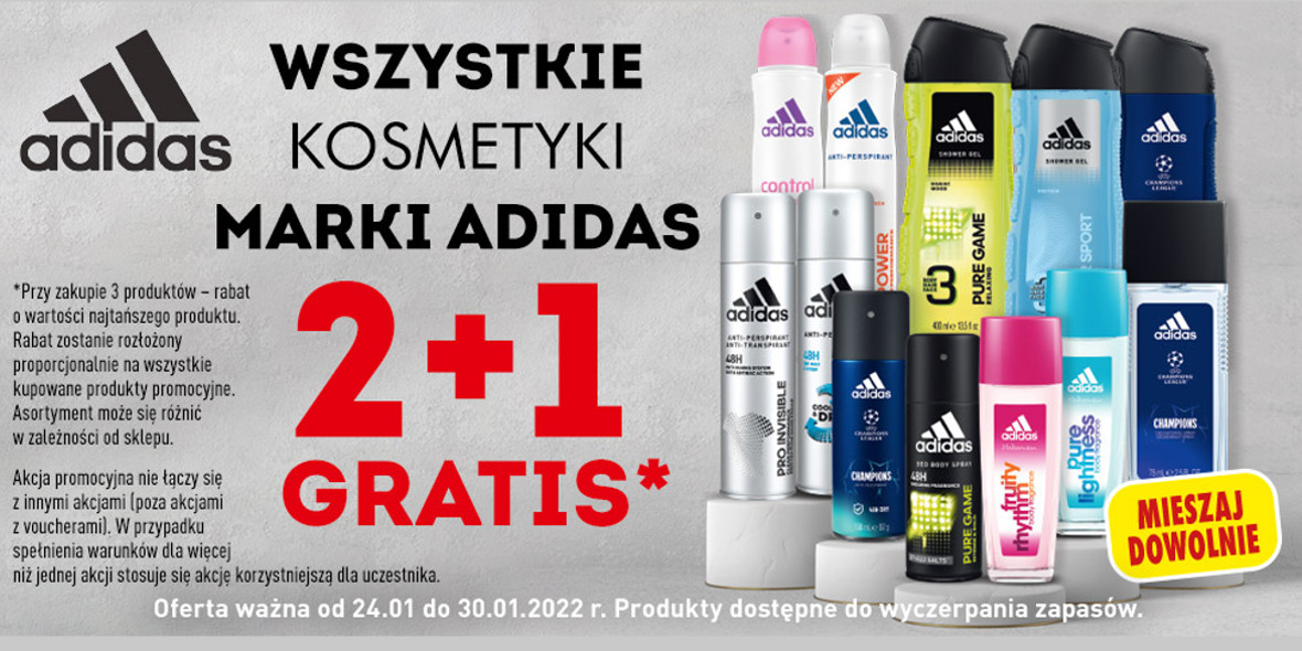 Biedronka: 2 + 1 GRATIS wszystkie kosmetyki marki adidas 24.01.2022