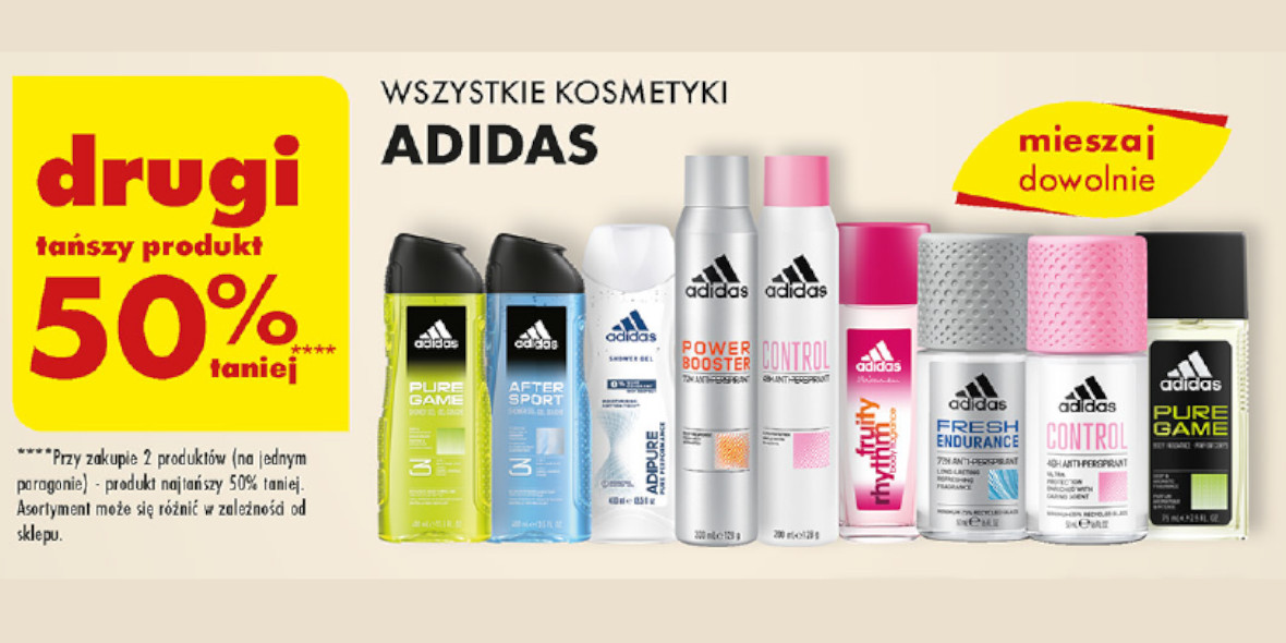 Biedronka: -50% na wszystkie kosmetyki adidas - drugi produkt 28.03.2023