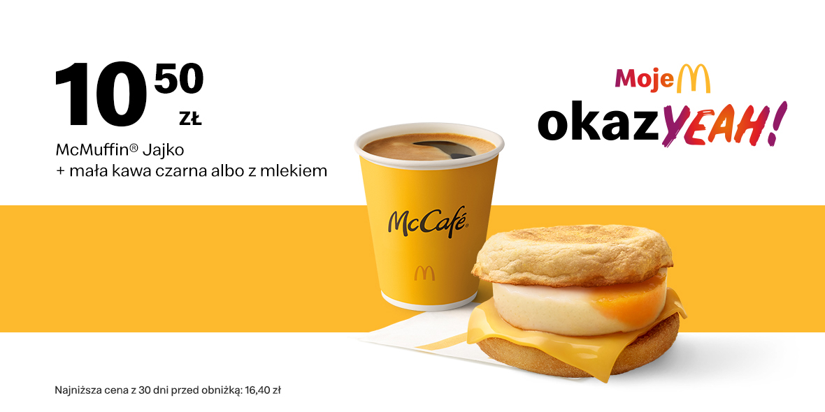 McDonald's: 10,50 zł McMuffin® Jajko + mała kawa 25.03.2024