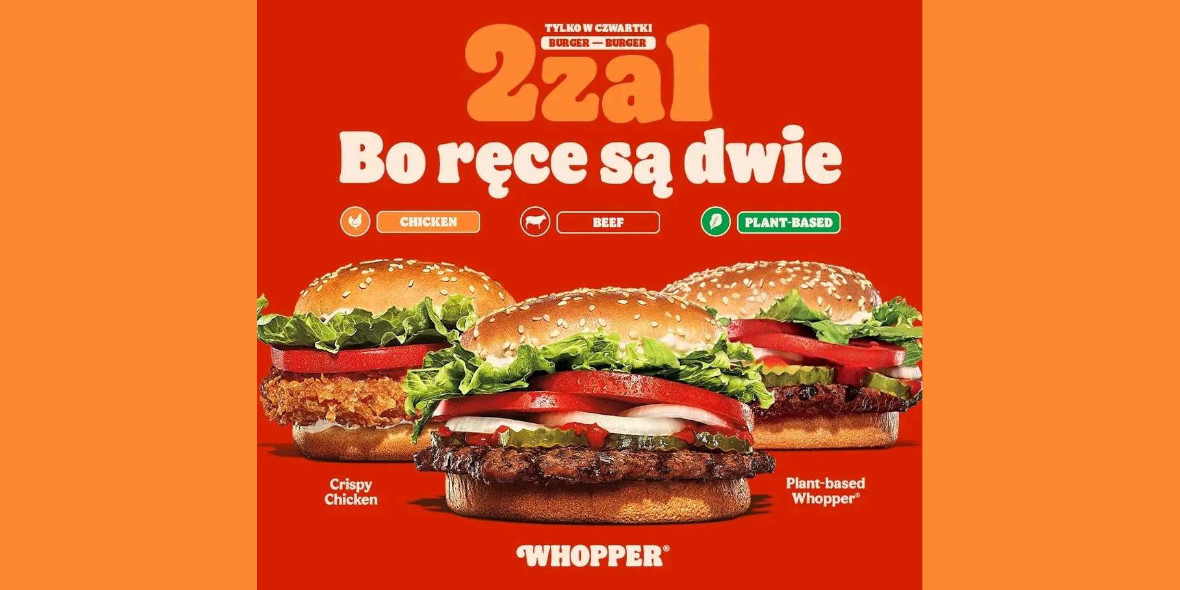 Burger King: 2 za 1 na wybrane burgery! 12.01.2023