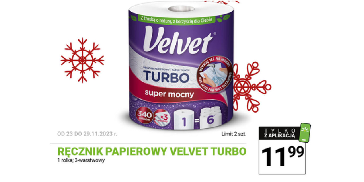 Stokrotka Supermarket: 11,99 zł za ręcznik papierowy Velvet Turbo 23.11.2023