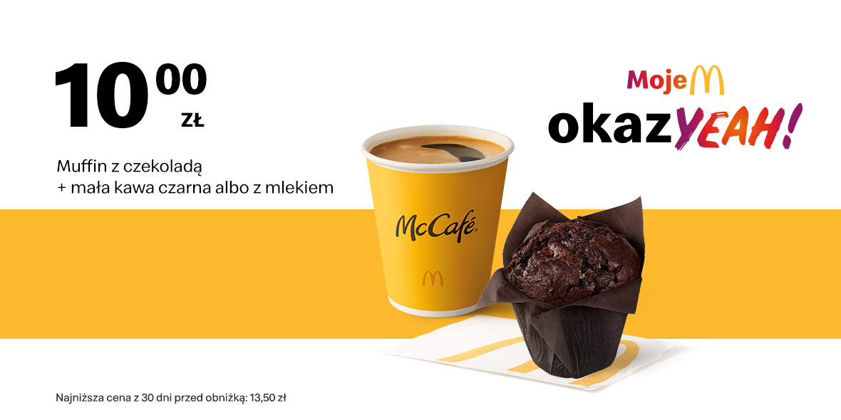 McDonald's: 10 zł Muffin z czekoladą + mała kawa 25.09.2023