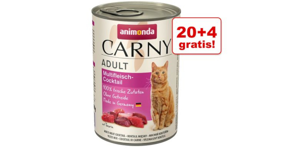 zooplus: 20+4 GRATIS mokra karma dla kota Animonda Carny Adult 10.05.2023