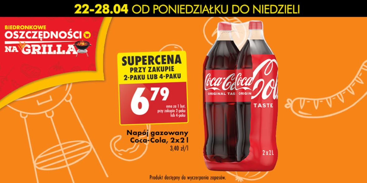 Biedronka: 6,79 zł za napój gazowany Coca-Cola 2 l 22.04.2024