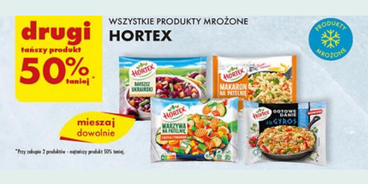 Biedronka: -50% na wszystkie produkty mrożone Hortex 28.11.2023