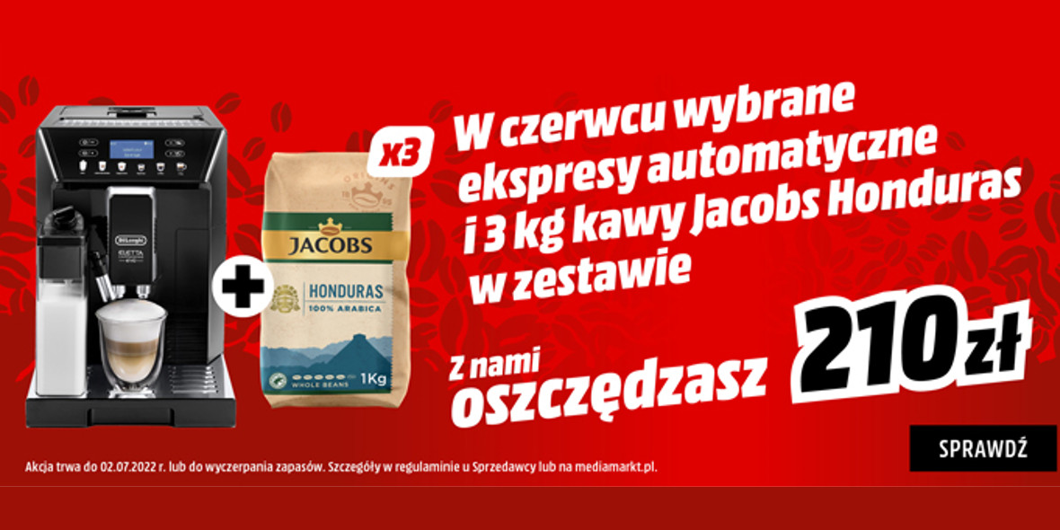 Media Markt: Do -500 zł na wybrane ekspresy + 3 kg kawy gratis 23.06.2022