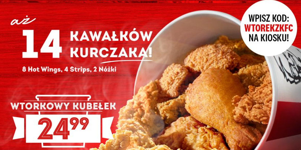 KFC: 24,99 zł za wtorkowy kubełek 03.10.2023