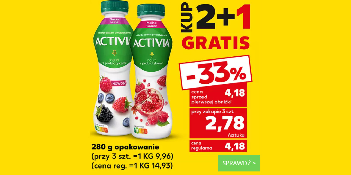 Kaufland: 2+1 na jogurt Activia 29.09.2023
