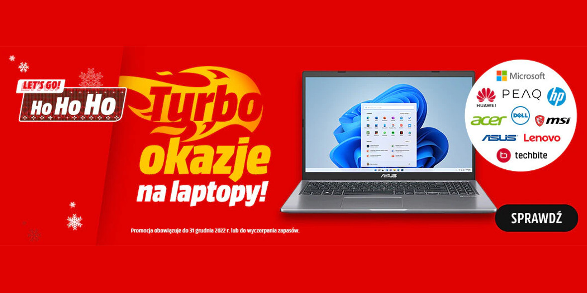 Media Markt: Do -1000 zł na laptopy 01.12.2022