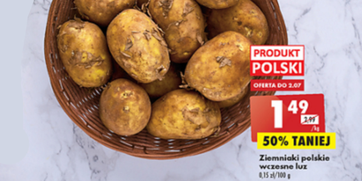 Biedronka: -50% na ziemniaki polskie wczesne 30.06.2022