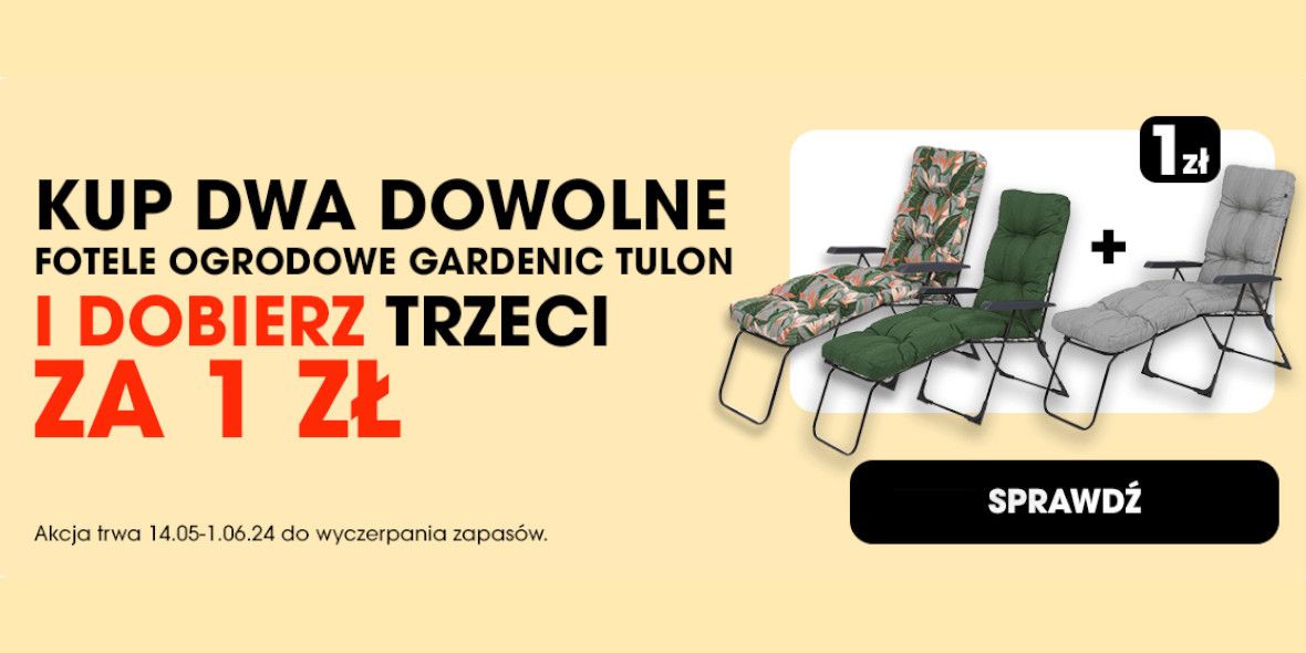 Biedronka Home: 1 zł za trzeci fotel ogrodowy Gardenic Tulon 15.05.2024