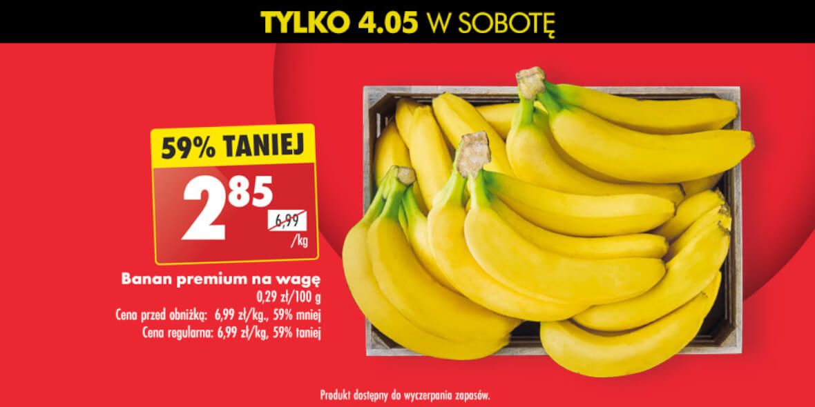 Biedronka: -59% na banany premium na wagę 04.05.2024