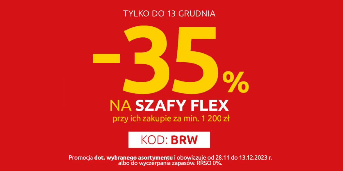 Black Red White: KOD rabatowy -35% na szafy FLEX 29.11.2023