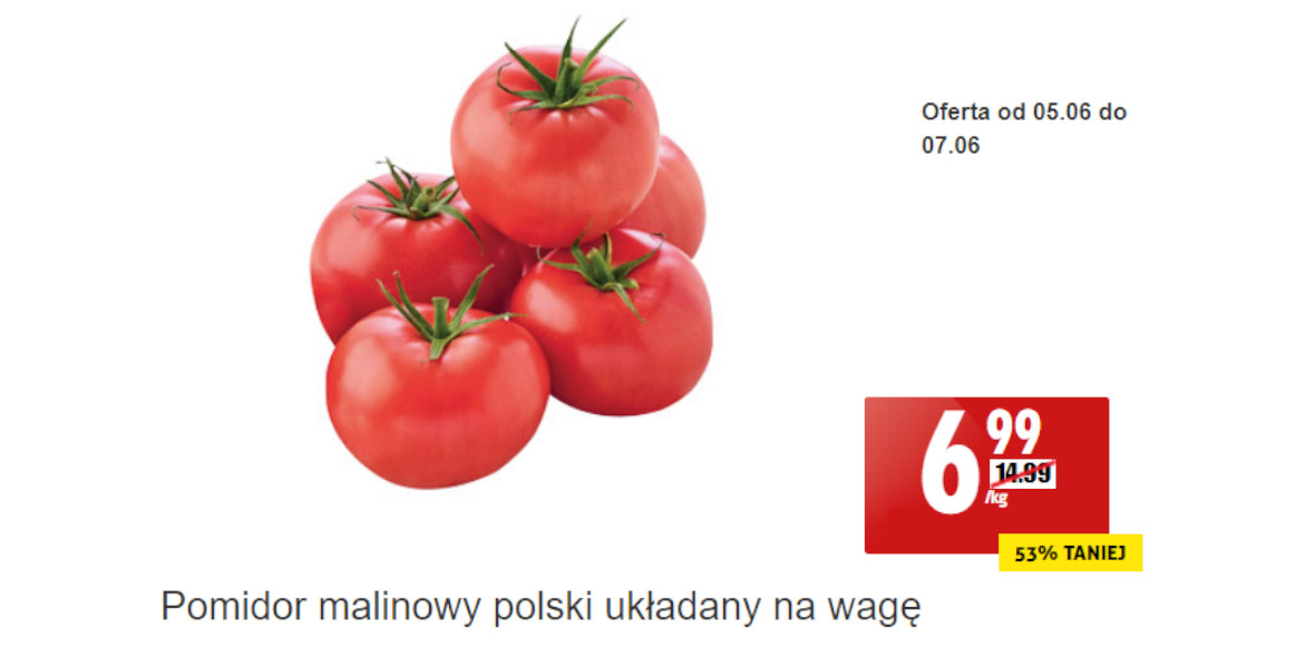 Biedronka: -53% na polskie pomidory malinowe 05.06.2023