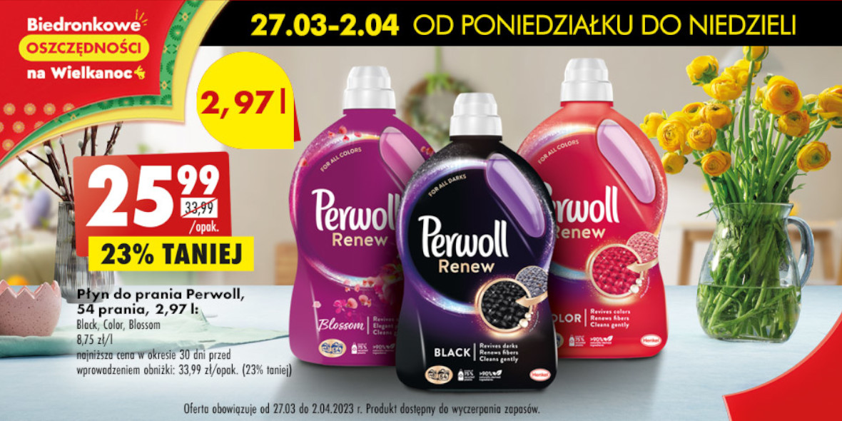 Biedronka: -23% na płyn do prania Perwoll 27.03.2023