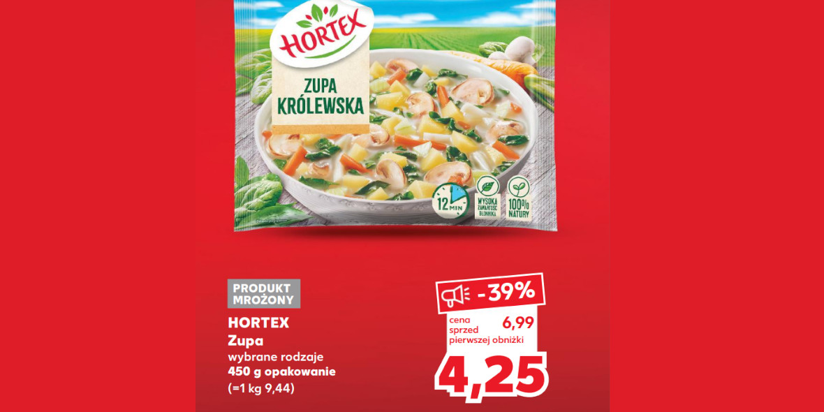 Kaufland: -39% na mrożone zupy HORTEX 29.02.2024