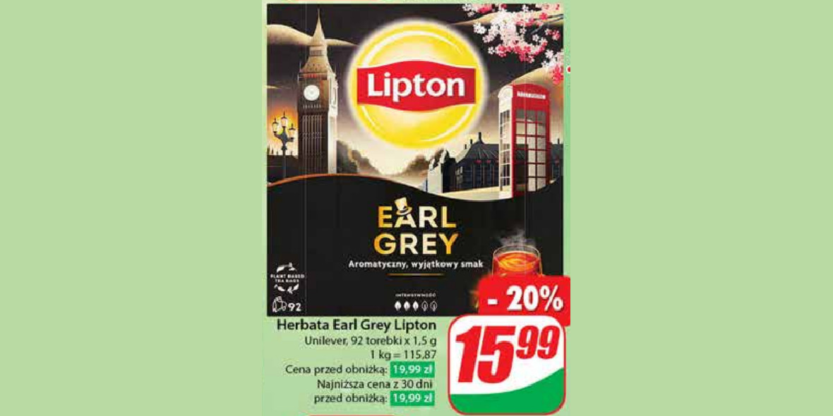 Dino: -20% na Herbatę Earl Grey Lipton 01.12.2023
