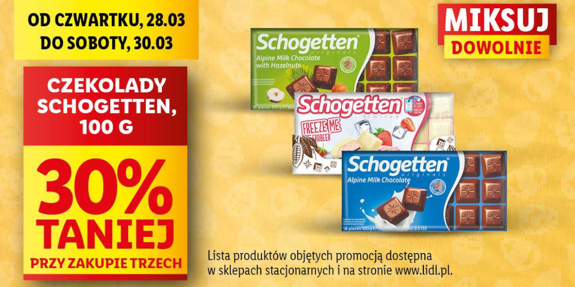 Lidl: -30% na czekolady Schogetten 28.03.2024