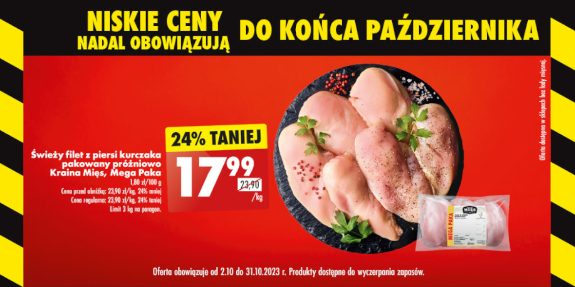 Biedronka: -24% na świeży filet z piersi kurczaka 02.10.2023
