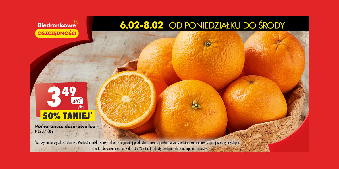 Biedronka: -50% na pomarańcze deserowe 06.02.2023