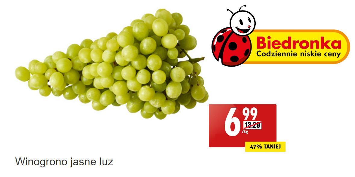 Biedronka: -47% na winogrono jasne 12.08.2022