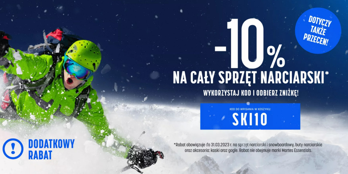 Martes Sport: KOD: -10% na cały sprzęt narciarski 20.02.2023