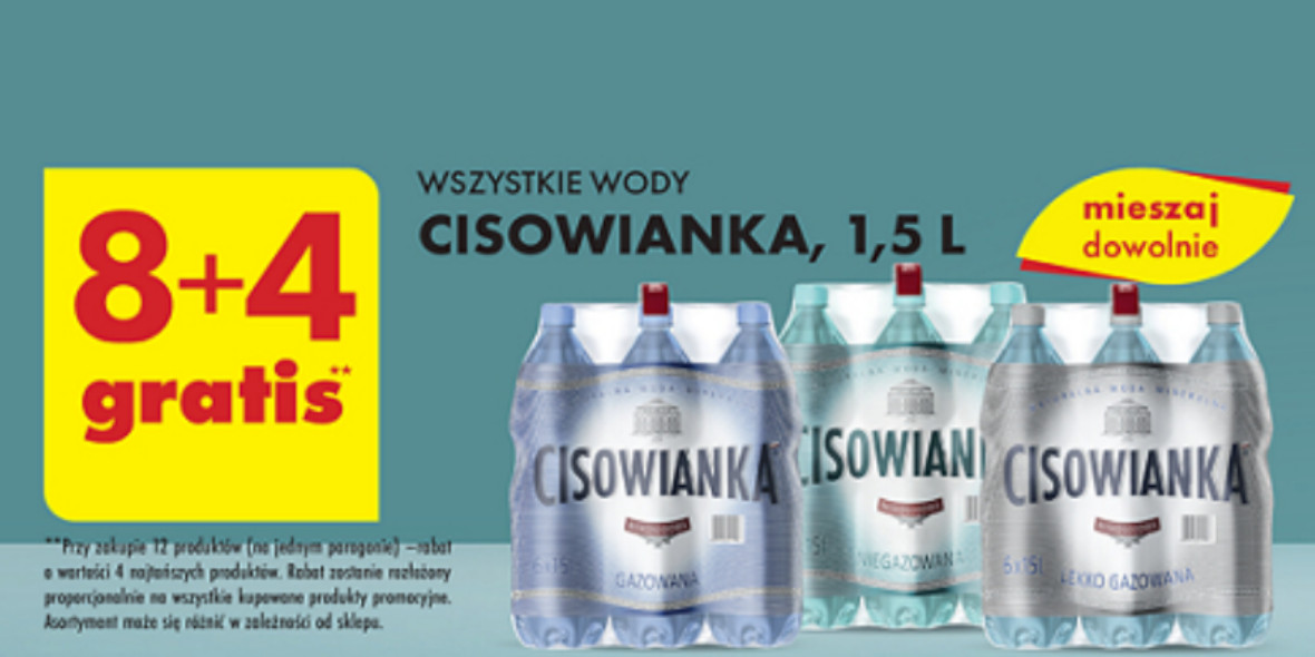 Biedronka: 8+4 GRATIS wszystkie wody Cisowianka, 1.5 L 06.06.2023