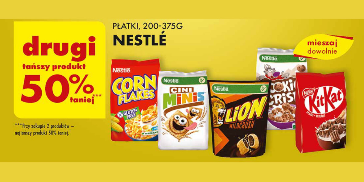 Biedronka: -50% płatki Nestlé - drugi produkt 21.02.2024