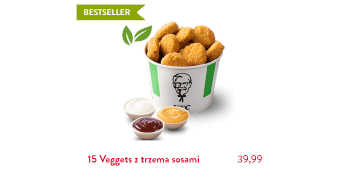 KFC: 39,99 zł za 15 Veggets z trzema sosami 29.08.2023
