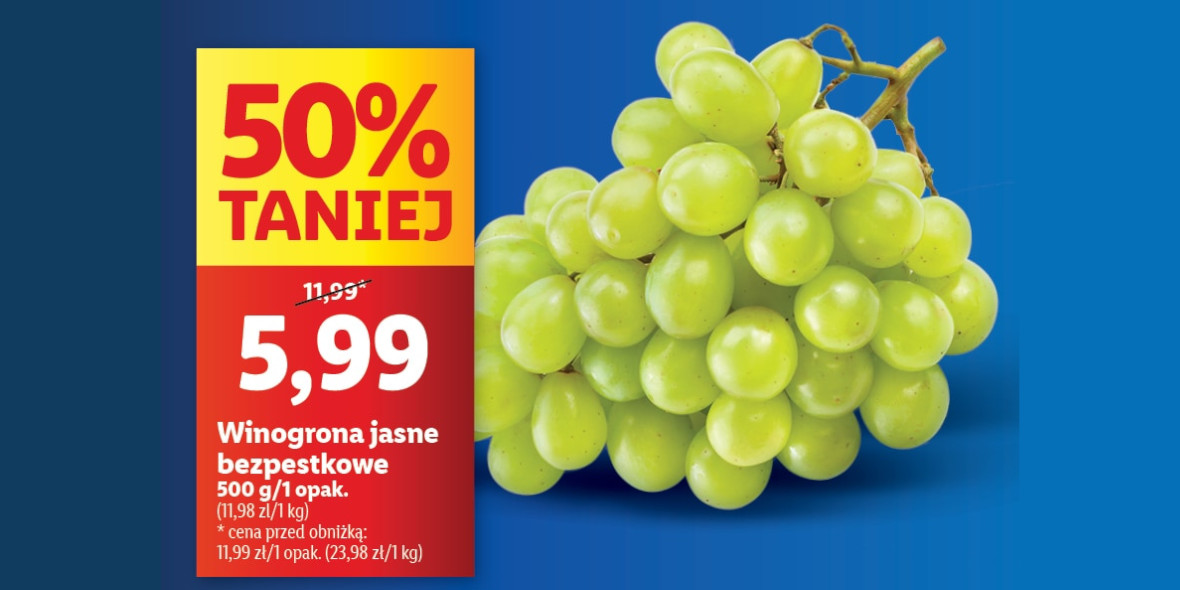 Lidl: -50% na winogrona jasne 22.04.2024