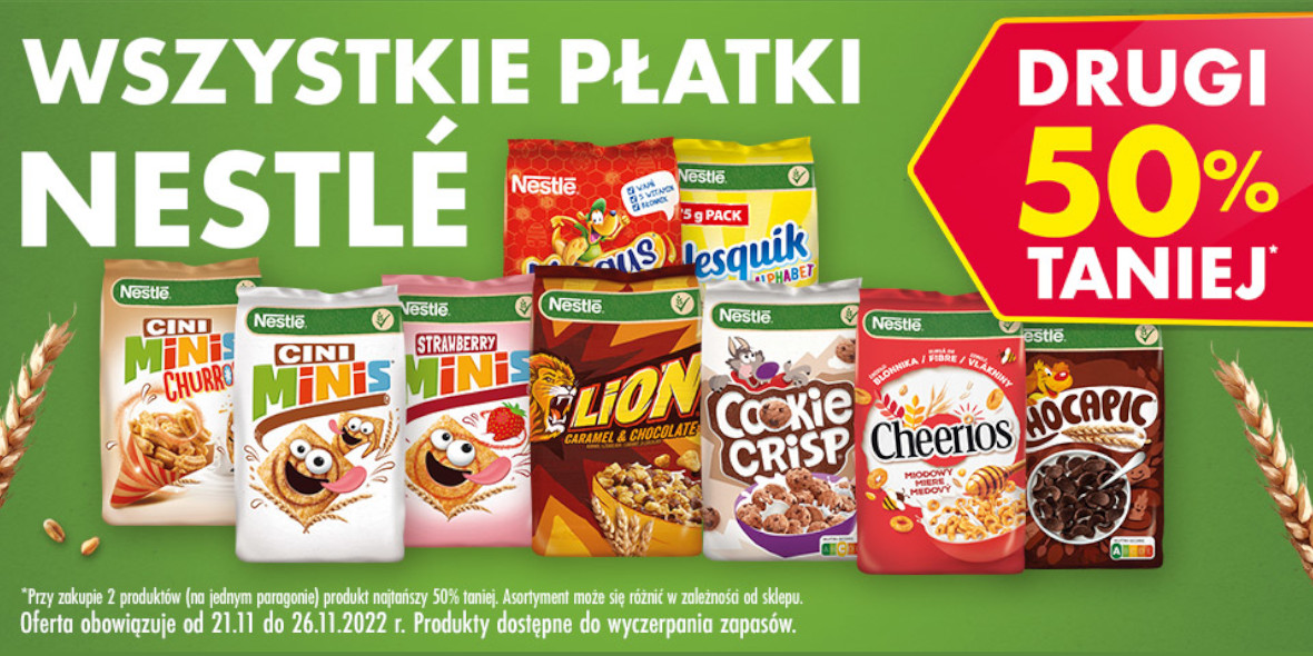 Biedronka: -50% na drugie opakowanie płatków  Nestle 22.11.2022