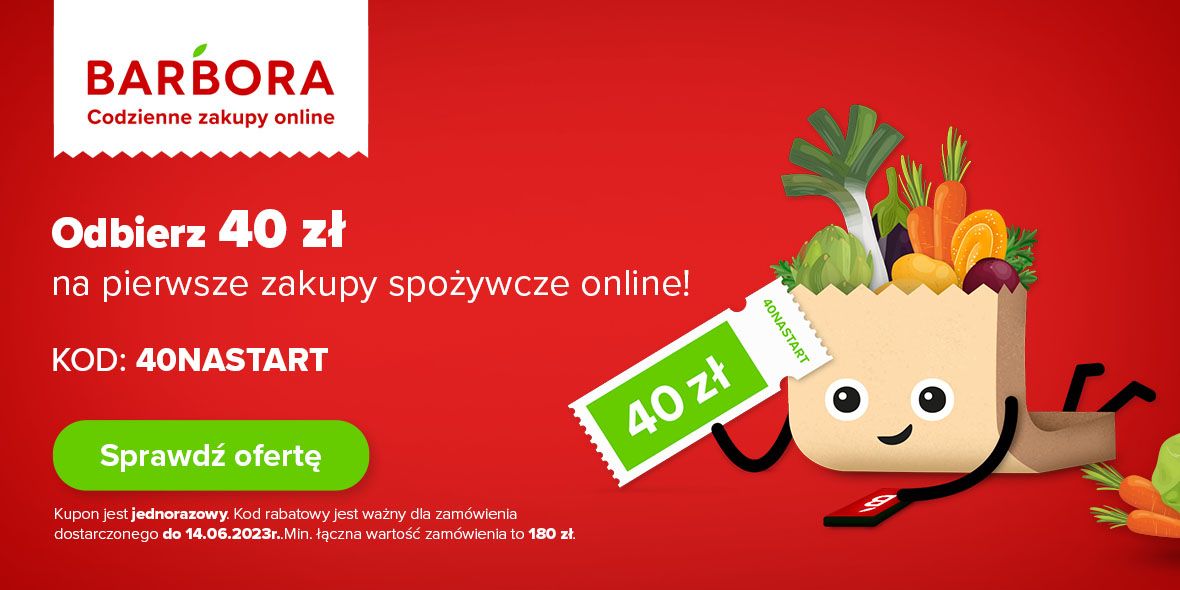 Barbora KOD rabatowy 40 zł na pierwsze zakupy