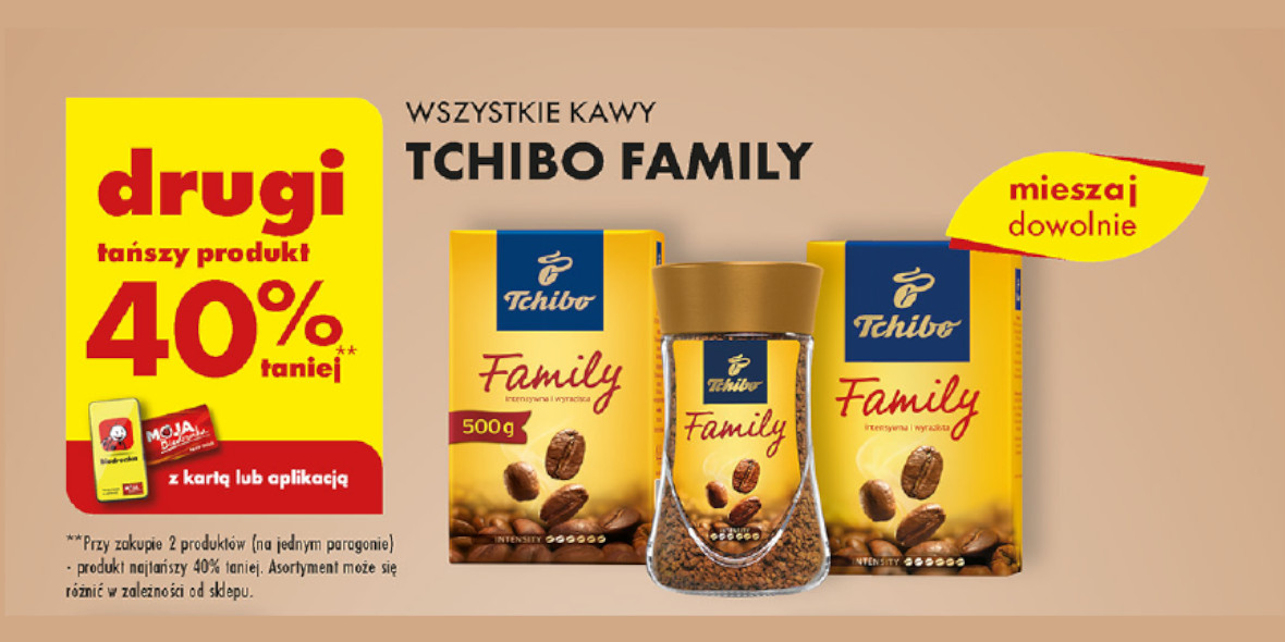 Biedronka: -40% na wszystkie kawy Tchibo Family - drugi produkt 28.03.2023