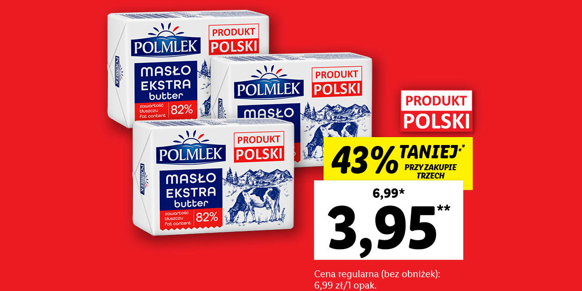 Lidl: -43% ma masło ekstra Polmlek 20.03.2023