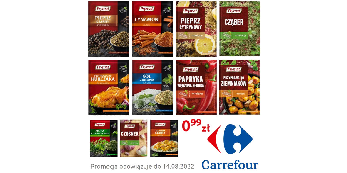 Carrefour: 99 groszy za przyprawy Prymat 08.08.2022