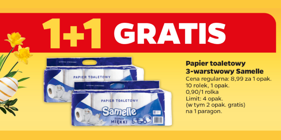 Netto: 1+1 GRATIS papier toaletowy Samelle 25.03.2024