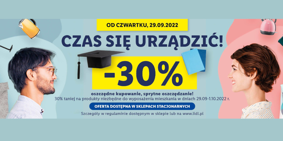 Lidl: -30% na produkty niezbędne do wyposażenia mieszkania 29.09.2022