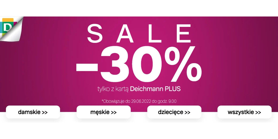 Deichmann: -30% z kartą Deichmann PLUS 24.06.2022