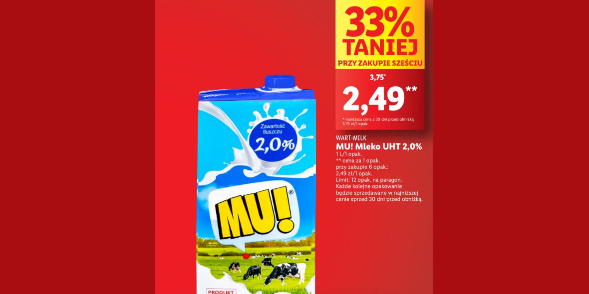 Lidl: -33% na mleko MU! 21.09.2023