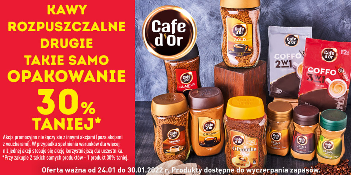 Biedronka: -30% na kawy rozpuszczalne Cafe d'Or 24.01.2022