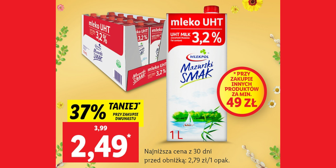 Lidl: -37% na mleko UHT 3,2% 30.03.2023